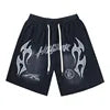 Cargo Casual Hellstar Sports Shorts Streetwear Hip-Hop Style Drawstring Cotton Flame Print Letter Fashion Brand Washed