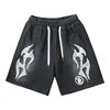 Cargo Casual Hellstar Sports Shorts Streetwear Hip-Hop Style Drawstring Cotton Flame Print Letter Fashion Brand Washed