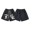 Cargo Casual Hellstar Sports Shorts Streetwear Hip-Hop Style Drawstring Cotton Flame Print Letter Fashion Brand Washed