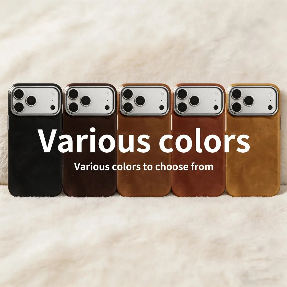 For Magsafe Case phone Leather Cover For iPhone 17 Pro Max Luxury Genuine Magnetic Wireless Charge Mobile Phone Case