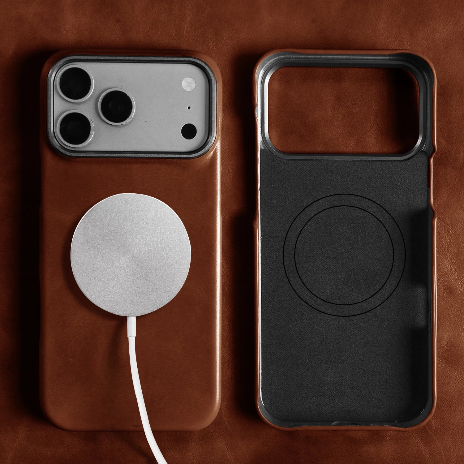 For Magsafe Case phone Leather Cover For iPhone 17 Pro Max Luxury Genuine Magnetic Wireless Charge Mobile Phone Case