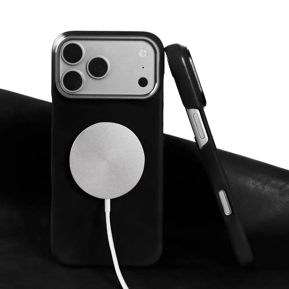 For Magsafe Case phone Leather Cover For iPhone 17 Pro Max Luxury Genuine Magnetic Wireless Charge Mobile Phone Case