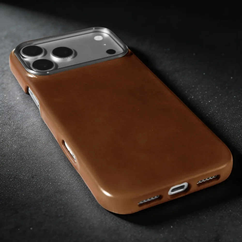 For Magsafe Case phone Leather Cover For iPhone 17 Pro Max Luxury Genuine Magnetic Wireless Charge Mobile Phone Case