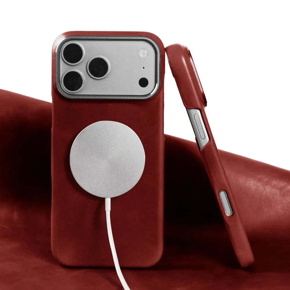 For Magsafe Case phone Leather Cover For iPhone 17 Pro Max Luxury Genuine Magnetic Wireless Charge Mobile Phone Case