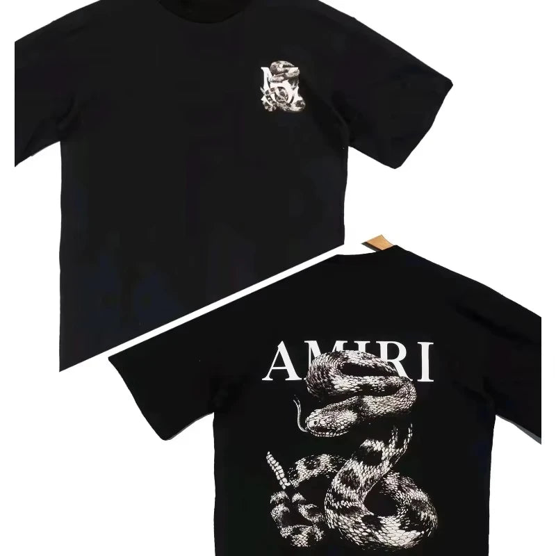 Snake Graphic Loose T - Shirt Light Luxury Trendy Short - Sleeve Unisex Versatile Casual Wear graphic t shirts pro choice