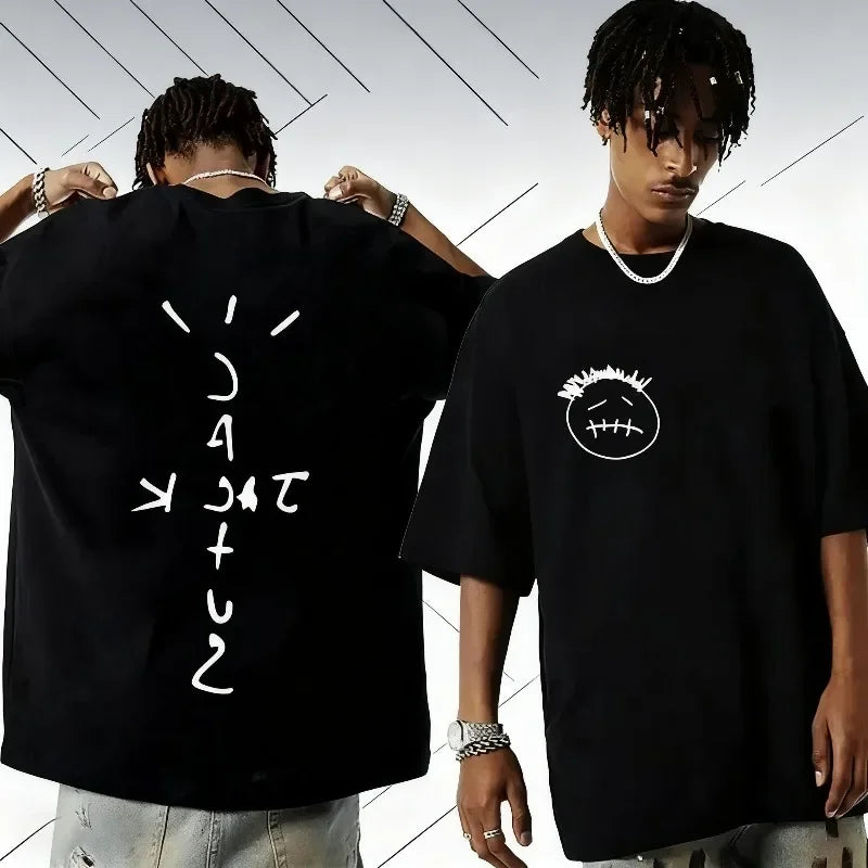Fashion Hip Hop T Shirt Casual Short Sleeve T-shirt Rapper Cactus Jack Music Album T Shirts Men Casual Tops Aesthetic Clothes