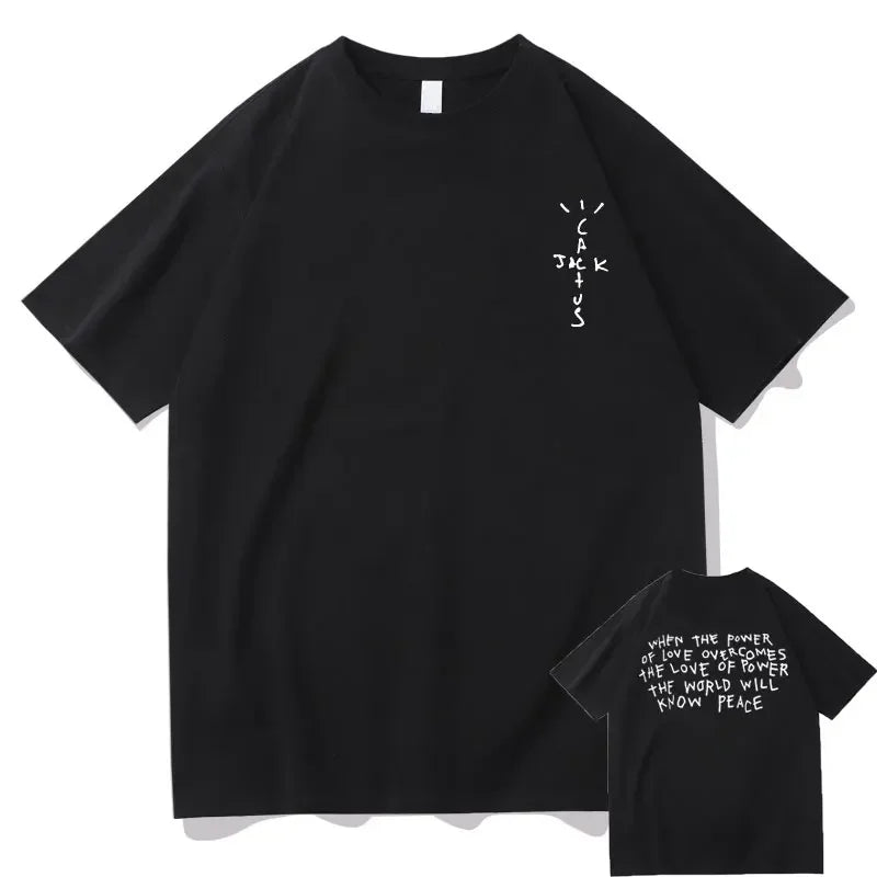 Fashion Hip Hop T Shirt Casual Short Sleeve T-shirt Rapper Cactus Jack Music Album T Shirts Men Casual Tops Aesthetic Clothes