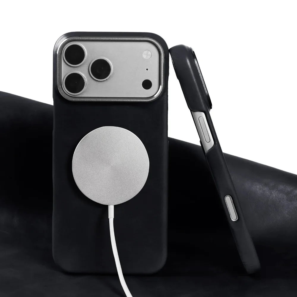 For Magsafe Case phone Leather Cover For iPhone 17 Pro Max Luxury Genuine Magnetic Wireless Charge Mobile Phone Case